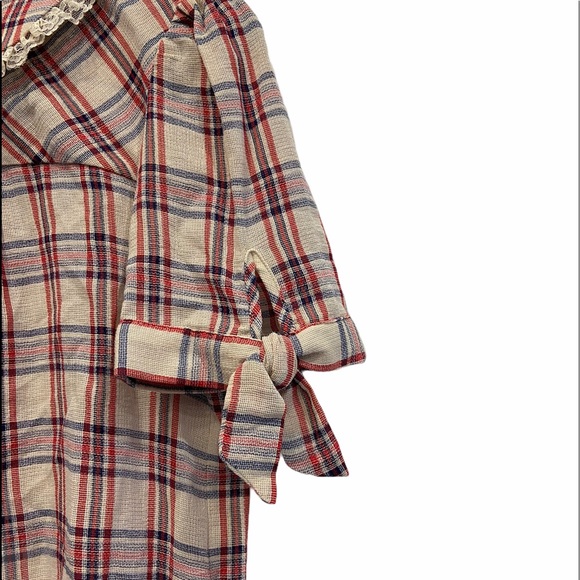 2/$25 ZARA Peter Pan Collar Checked Shirt Size XS NWOT - Picture 5 of 10